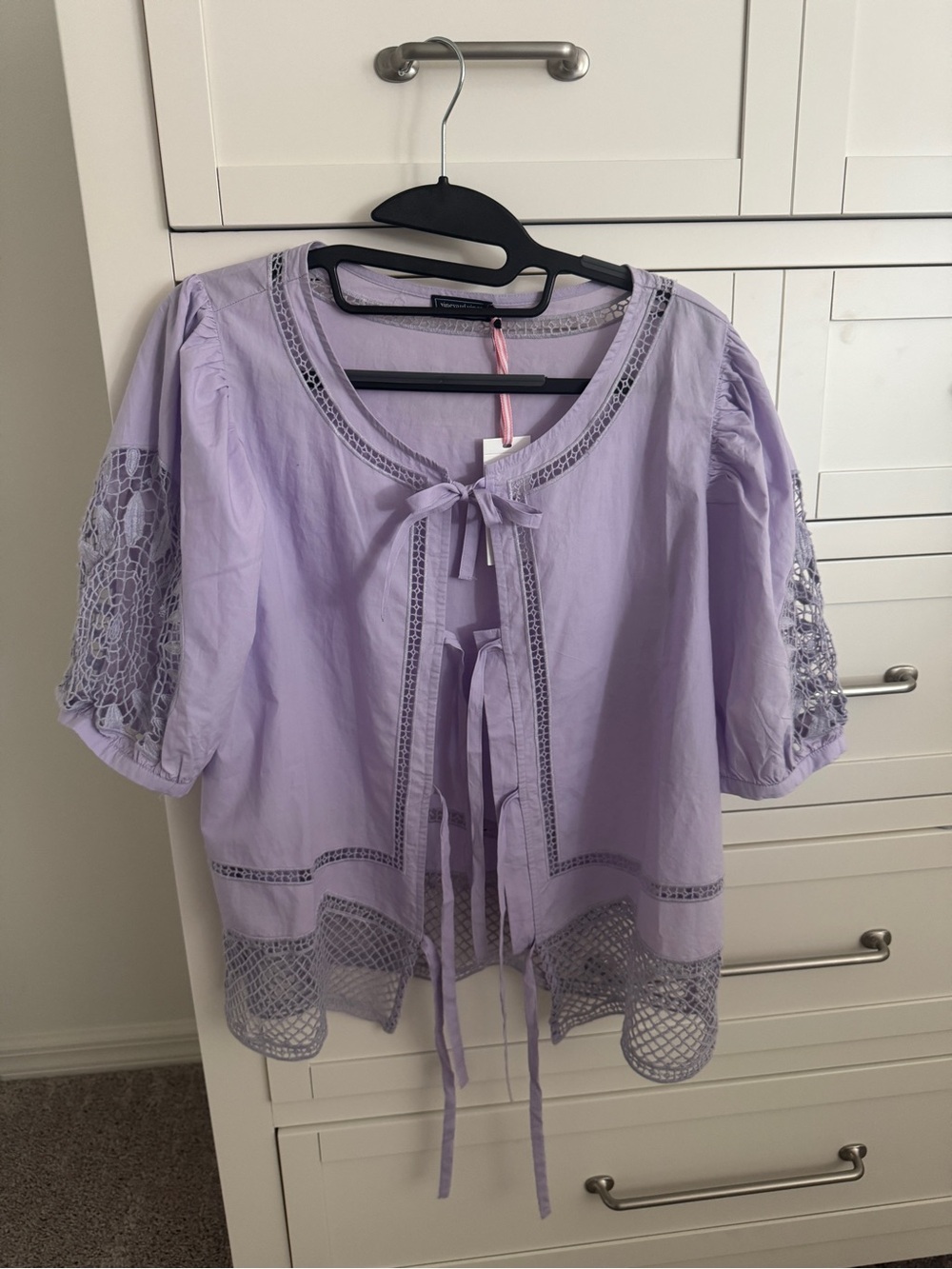 Lilac Vineyard Vines Crochet-Trim Peasant Top